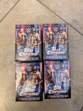 LOT OF 4 2026 WWE Topps Chrome Blaster Box Trading Cards  | 28 TOTAL CARDS EACH!